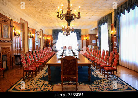 Santander, Espagne - 24 Février 2017 : salle de réunion à l'intérieur de Palais Royal de la Magdalena à Santander Banque D'Images