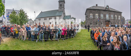 Célébrer le 17 juin, jour de l'indépendance de l'Islande, Reykjavik, Islande Banque D'Images