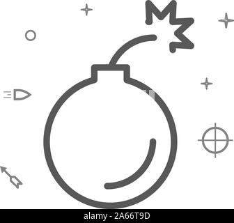 Bombe à main ligne vectorielle simple icône. Symbole de la Grenade, le pictogramme, signe. Fond clair. Avc. modifiable Régler l'épaisseur de ligne. Illustration de Vecteur