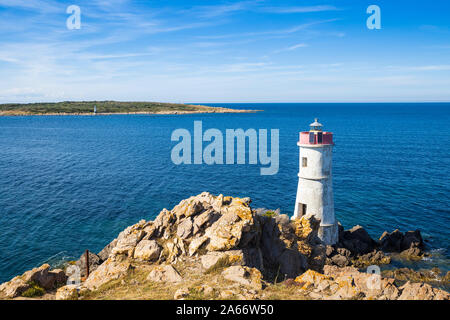 Italie, Sardaigne, Porto Cervo, Capo Ferro, phare de Capo Ferro Banque D'Images
