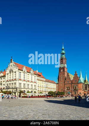 Ancien hôtel de ville, place du marché, Wroclaw, Basse-silésie, Pologne Banque D'Images