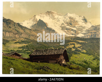 Wengen et Jungfrau, Oberland Bernois, Suisse ; impression no. 17068. ; fait partie de : Vues de la Suisse à l'Photochrom collection imprimée. ; titre élaboré par le personnel de la bibliothèque. ; Banque D'Images