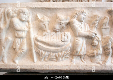 Italie, Rome, Palazzo Massimo alle terme, Musée national romain, sarcophage chrétien primitif de Marc Claudianus (IVe siècle après JC) Banque D'Images