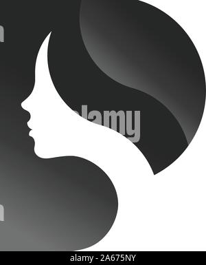 Creative lettre initiale p avec beauté Visage femme modèle vectoriel Logo Illustration de Vecteur