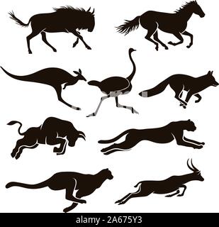 Collection de silhouettes vectorielles pour animaux de course Illustration de Vecteur