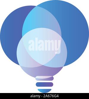 Intersection des cercles, lightbulb symbole abstrait, vector illustration sur fond blanc. Logo idée modèle. Illustration de Vecteur