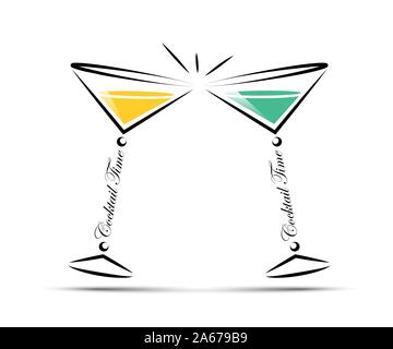 Toasting cocktails avec icône ligne vector illustration EPS10 Illustration de Vecteur