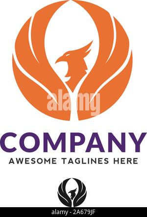 Logo cercle phoenix, meilleur vecteur de conception de logo oiseau cercle Phoenix, Phoenix logo vector,oiseau mythologique de logo Illustration de Vecteur