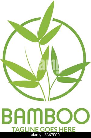 Feuilles de bambou avec logo cercle isolé sur fond blanc Illustration de Vecteur