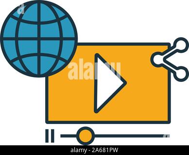 La publicité vidéo icon set. Quatre éléments dans diférents styles à partir d'icônes marketing en ligne collection. La publicité vidéo créatif rempli d'icônes, contours Illustration de Vecteur