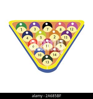 Boules de billard isolés dans un triangle on white Illustration de Vecteur