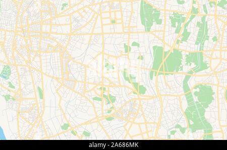 Version imprimable Plan de Koga, Ibaraki Prefecture, Japan. Modèle de carte pour un usage en entreprise. Illustration de Vecteur