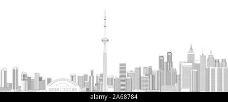 Toronto cityscape line style art illustration vectorielle détaillée Illustration de Vecteur