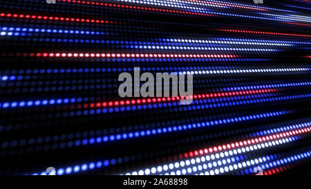 Bleu, blanc et rouge résumé technologie historique de peu de lumière dot stripes. Motion Forme d-rougeoyant porté petite boule de particules. Résumé pop créative motion colorés. Banque D'Images