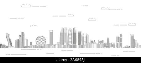 Cityscape Abu Dhabi art ligne détaillées style vector illustration Illustration de Vecteur