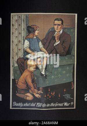 "Daddy, que faites-VOUS dans la Grande Guerre?" affiche de recrutement, un morceau de répliques de souvenirs de l'époque de la première Guerre mondiale. Banque D'Images