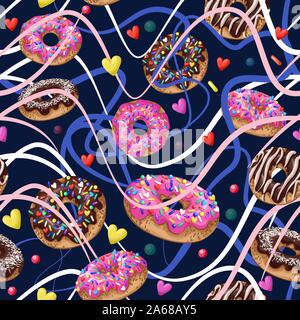 Modèle sans couture avec yummy donuts. Vecteur. Illustration de Vecteur