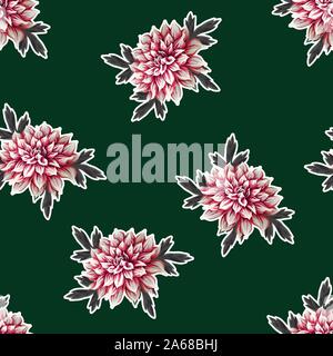 Modèle sans couture avec dahlia fleurs. Vector Illustration de Vecteur