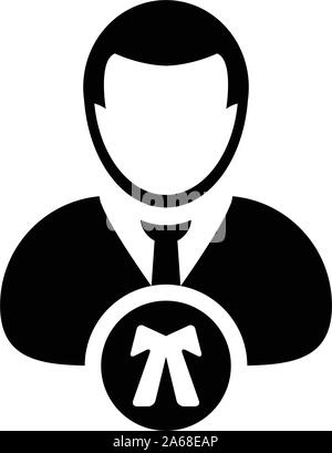 L'icône de l'avocat de l'utilisateur profil personne mâle vecteur symbole avatar pour le droit et la justice en couleur plate illustration pictogramme glyphe Illustration de Vecteur