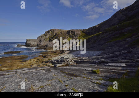 Le spectaculaire paysage rocheux à Port Vasco près de Talmine sur l'A'Mhoine Péninsule de Sutherland Scotland UK Banque D'Images