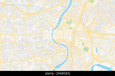 Version imprimable La carte des rues de Bangkok, Thaïlande. Modèle de carte pour un usage en entreprise. Illustration de Vecteur