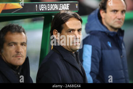 Simone Inzaghi entraîneur Lazio au cours de l'UEFA Europa League groupe e match au Celtic Park, Glasgow. Banque D'Images