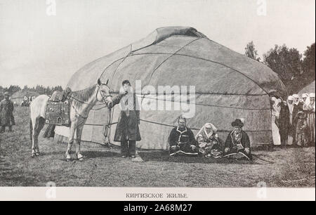 Logement kirghize. Gravure du xixe siècle. Banque D'Images