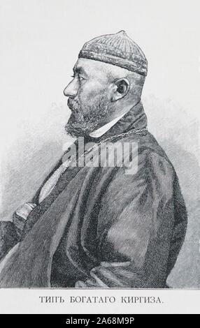 Homme kirghize riche. Gravure du xixe siècle. Banque D'Images