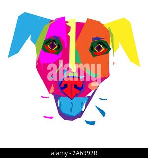 La tête d'un chien multicolore avec les blue tongue. Illustration de Vecteur