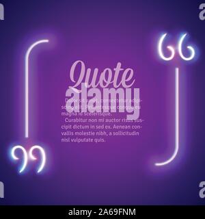 Lumineux néon rétro guillemets frame Illustration de Vecteur