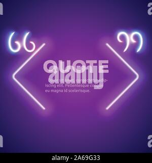 Lumineux néon rétro guillemets frame Illustration de Vecteur