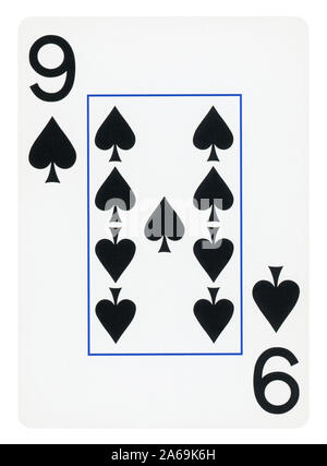 Neuf de pique jeu de carte - isolated on white Banque D'Images