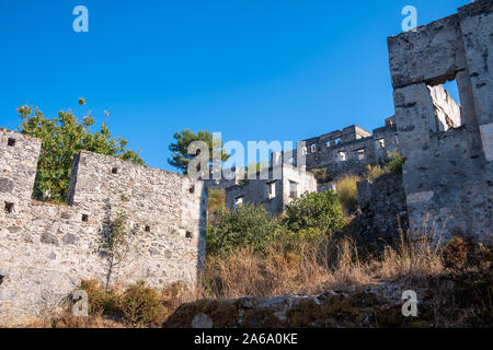 Le village grec abandonné de Kayakoy, Fethiye, Turquie. Ghost Town Kayakoy. Banque D'Images