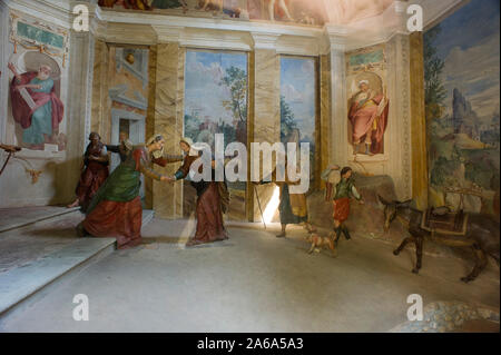 L'Italie, Lombardie, Varèse. Voie sacrée du Mont Sacré de Varese, UNESCO World Heritage. Sacro Monte di Varese, 2 chapelle - La visitation de Marie Banque D'Images