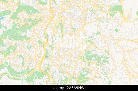 Version imprimable La carte des rues de Jérusalem, district de Jérusalem, Israël. Modèle de carte pour un usage en entreprise. Illustration de Vecteur