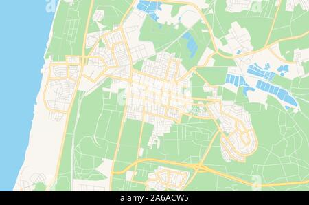Version imprimable La carte des rues d'Hadera, district de Haïfa, Israël. Modèle de carte pour un usage en entreprise. Illustration de Vecteur
