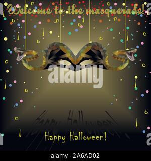 Noir orange banner Bienvenue à la mascarade Illustration de Vecteur