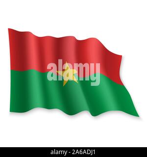 3D réaliste Waving Flag du Burkina Faso sur fond blanc Illustration de Vecteur