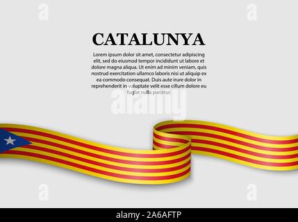 Waving Flag de l'indépendantiste catalan - Estelada sur fond blanc. Modèle de conception Illustration de Vecteur