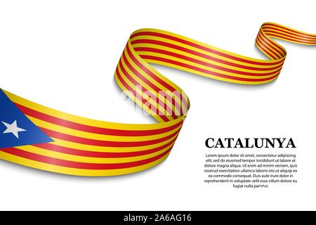 Waving Flag de l'indépendantiste catalan - Estelada sur fond blanc. Modèle de conception Illustration de Vecteur