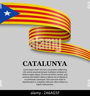 Waving Flag de l'indépendantiste catalan - Estelada sur fond blanc. Modèle de conception Illustration de Vecteur