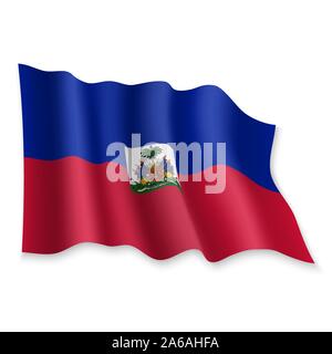 Waving Flag 3D réaliste d'Haïti sur fond blanc Illustration de Vecteur