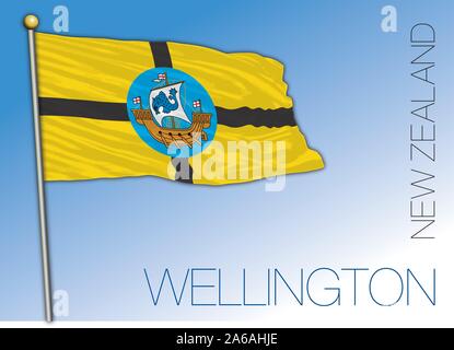 Drapeau Ville de Wellington, Nouvelle-Zélande, vector illustration Illustration de Vecteur