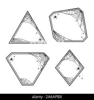 Géométrique Halloween prescrits avec les araignées, les araignées de séance. Éléments de conception d'illustration vectorielle. Illustration de Vecteur