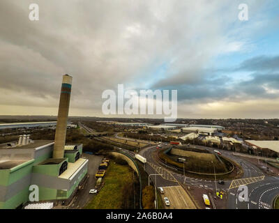 Incinérateur de Stoke on Trent Centre de recyclage basée à Staffordshire, ordures, déchets, usine d'incinération des déchets, le tabagisme, la pollution cheminée Banque D'Images