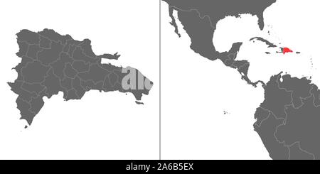 La carte de la République dominicaine à l'emplacement sur la carte américaine Illustration de Vecteur