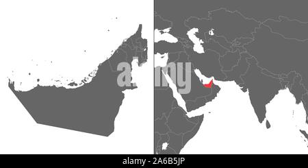 Carte des Émirats Arabes Unis avec emplacement sur la carte d'Asie Illustration de Vecteur