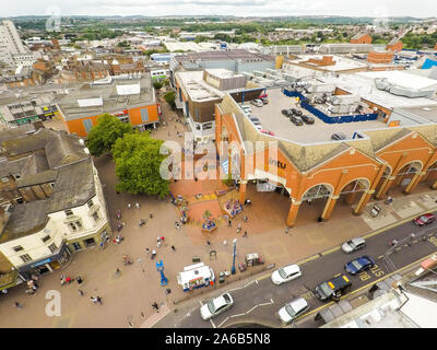 Vue aérienne l'intu shopping centre, centre commercial d'Hanley, Stoke on Trent, l'une des célèbres villes de la poterie dans le Staffordshire Banque D'Images