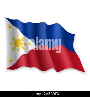 Waving Flag 3D réaliste des Philippines sur fond blanc Illustration de Vecteur