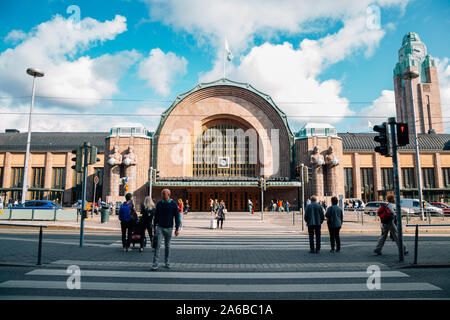 Helsinki, Finlande - le 15 août 2019 : la gare centrale d'Helsinki Banque D'Images